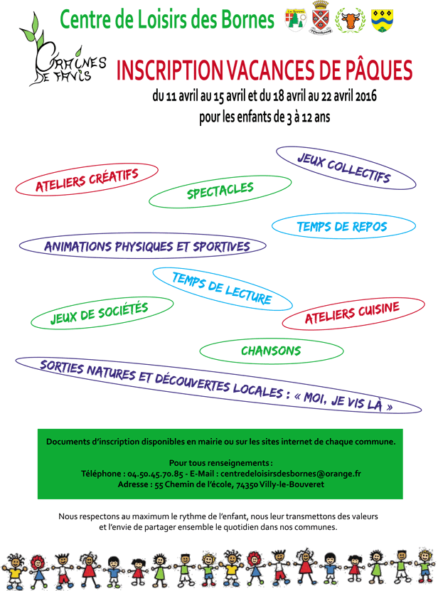 Centre de Loisirs des Bornes - Inscriptions vacances Pâques