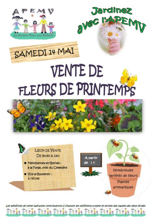 Affiche de la vente de fleurs de printemps 2016 de l'APEMV