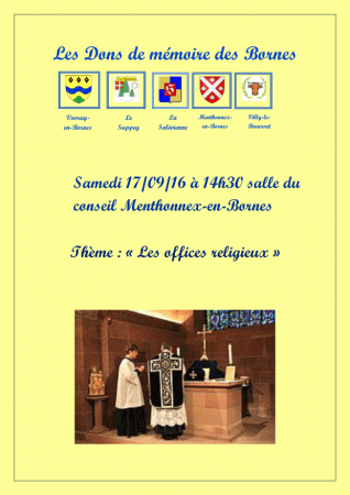 Affiche des Dons de Mémoire des Bornes sur le thème des offices religieux