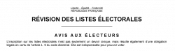 En-tête de l'Avis de révision des listes électorales 2016-2017