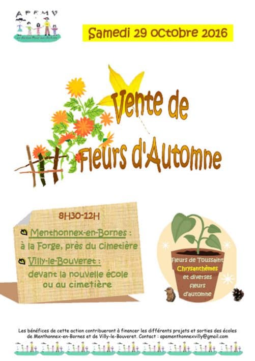 Affiche de la vente de fleurs d'automne 2016 de l'APEMV