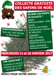 Collecte de sapins de noël les 11 et 18 janvier 2017