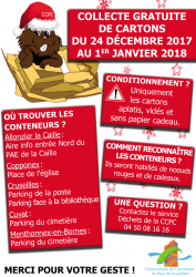 Collecte gratuite de cartons du 24 décembre 2017 au 1er janvier 2018