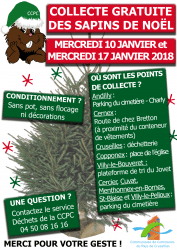 Collecte de sapins de noël les 10  et 17 janvier 2018