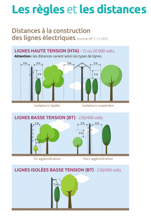 Règles et distances pour la réalisation de l'entretien de la végétation à proximité des lignes électriques