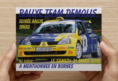 Soirée Rallye de la Team Demolis le samedi 31 mars 2018