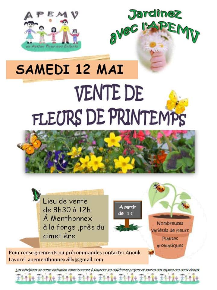 Affiche de la vente de fleurs de printemps 2018 de l'APEMV