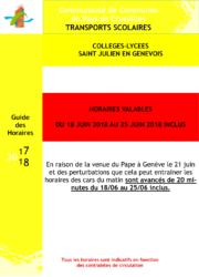 guide des horaires actualisé pour la période du 18 au 25 juin inclus