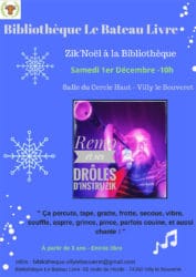 Zik'Noël à la Bibliothèque de Villy-le-Bouveret le samedi 1er décembre 2018 à 10h.