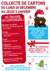 Collecte gratuite de cartons du 24 décembre 2018 au 3 janvier 2019