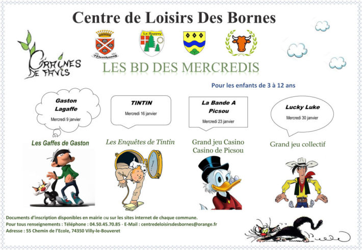 Programme des mercredis du Centre de loisirs des Bornes pour le mois de janvier 2019.