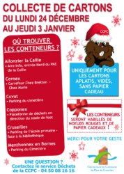 Collecte gratuite de cartons du 24 décembre 2018 au 3 janvier 2019