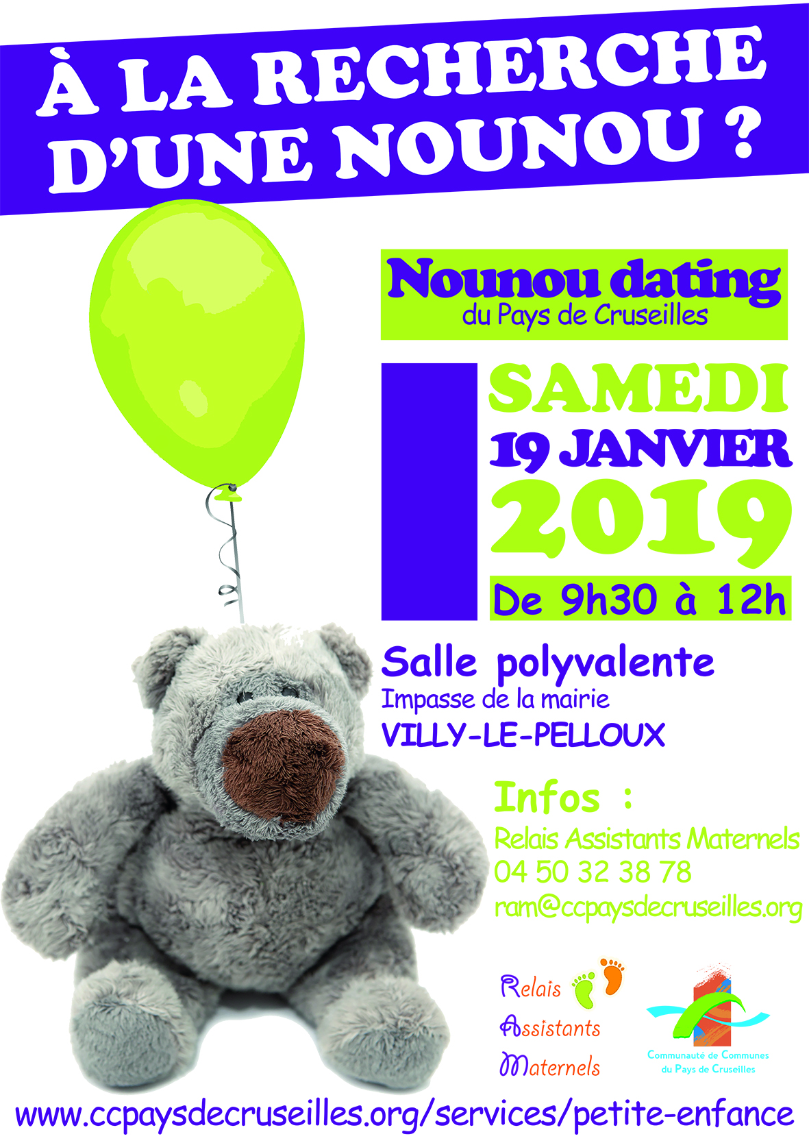 Affiche Nounou dating à Villy-le-Peloux le 19 janvier 2019