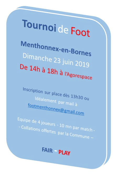 Tournoi de foot le 23 juin 2019