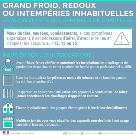 Conseils pour éviter les intoxications au monoxyde de carbone