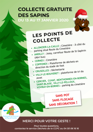 Collecte de sapins de noël du 13 et 17 janvier 2020