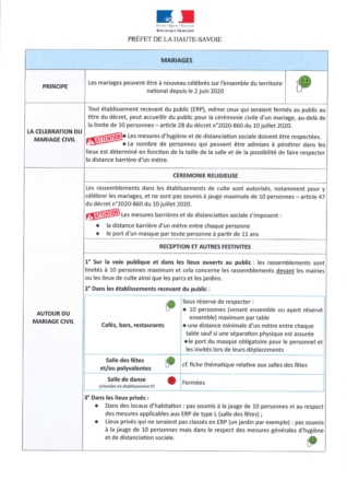 Covid19 - Fiche thématique : mariages