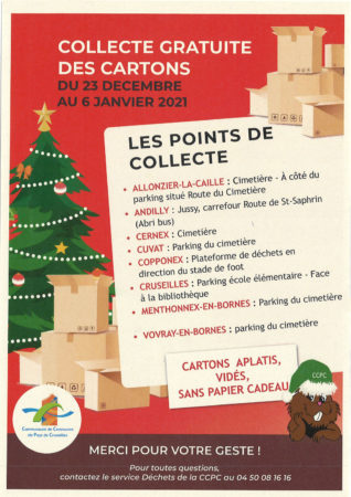 Collecte gratuite de cartons du 23 décembre 2020 au 6 janvier 2021