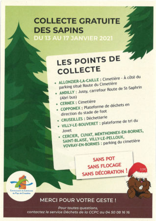 Collecte de sapins de noël du 13 et 17 janvier 2021