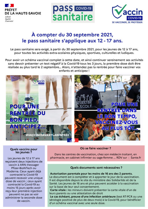 Flyer sur la vaccination des 12-17 ans