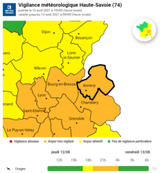 Vigilance orange orages - Jeudi 12 août 2021