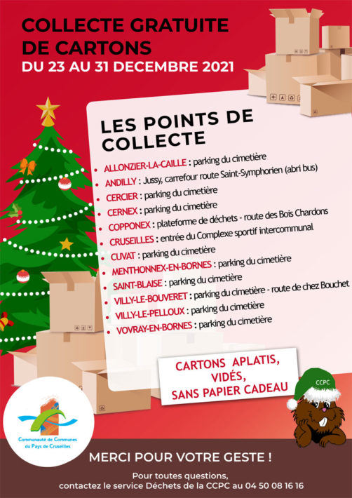 Collecte gratuite de cartons du 23 au 31 décembre 2021