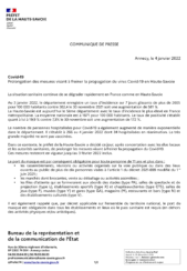 Communiqué de presse du 4 janvier 2022 sur la prolongation des mesures visant à freiner la propagation du virus Covid-19 en Haute-Savoie