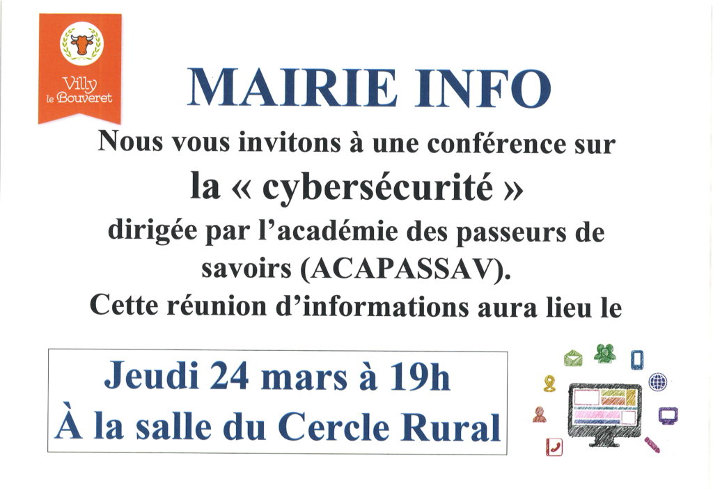 Conférence sur la cybersécurité à Villy-le-Bouveret le 24 mars 2022