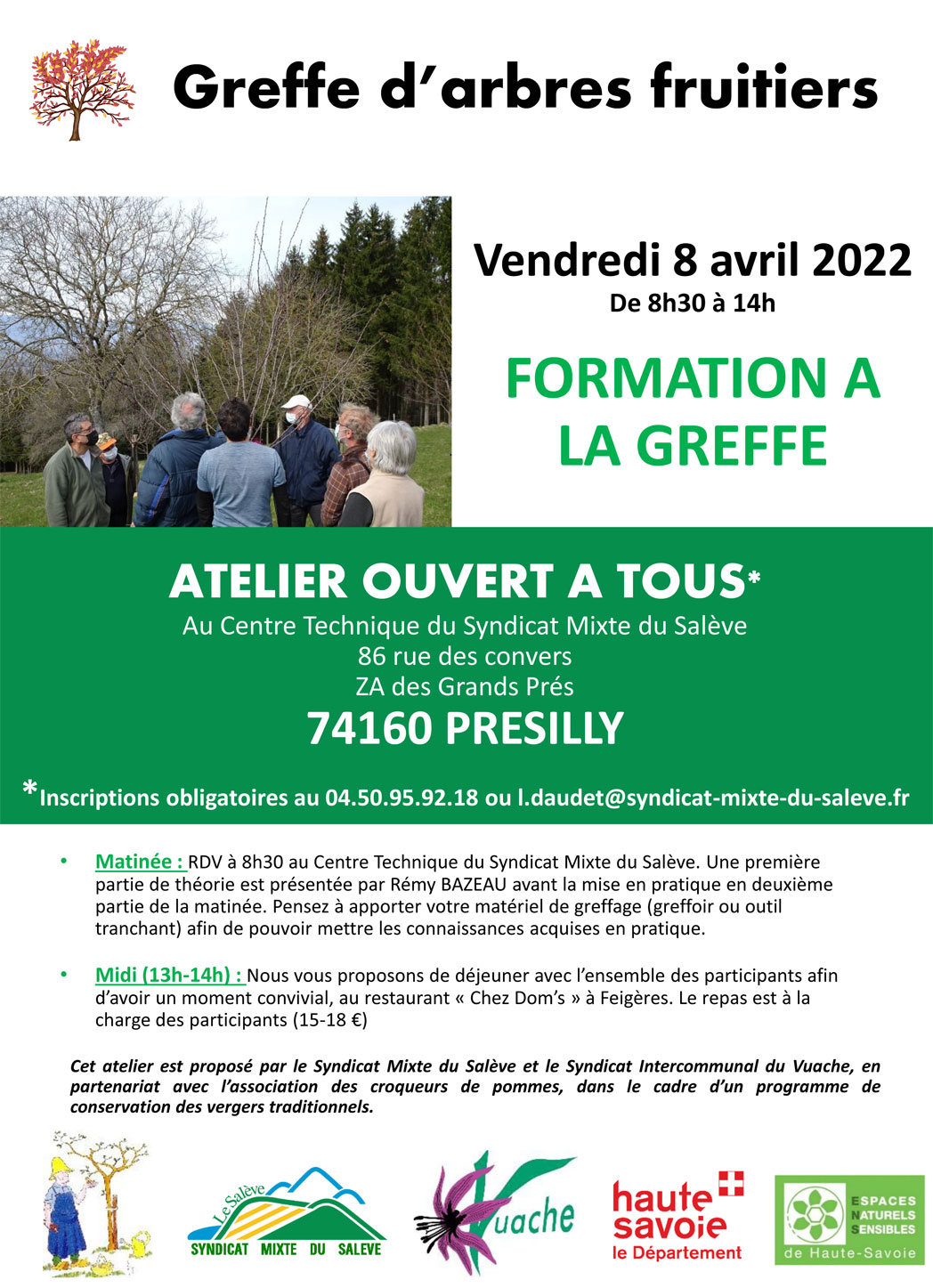 Formation à la greffe d'arbres fruitiers le 8 avril 2022 à PRESILLY