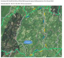 Fermeture de la RD 3 les 25 et 26 avril 2022 : plan de déviation