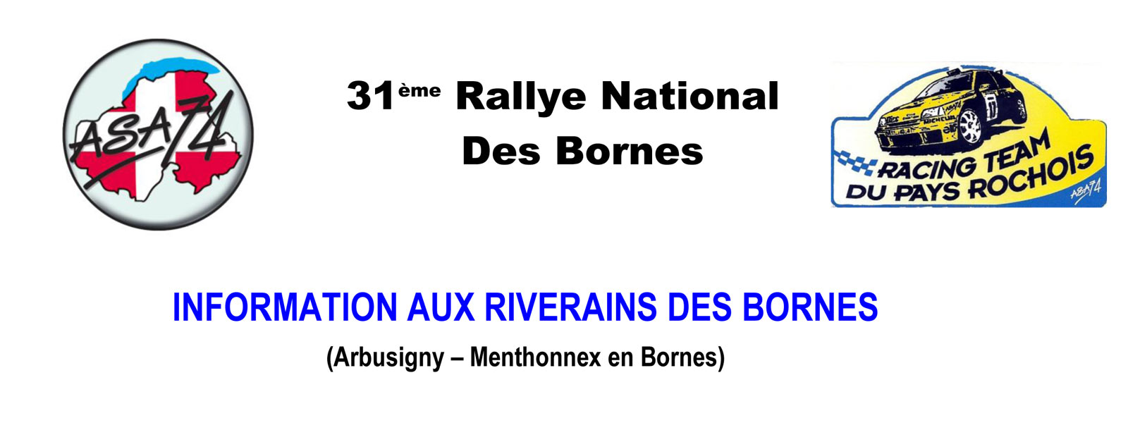 Informations aux riverains concernant le Rallye des Bornes 2022
