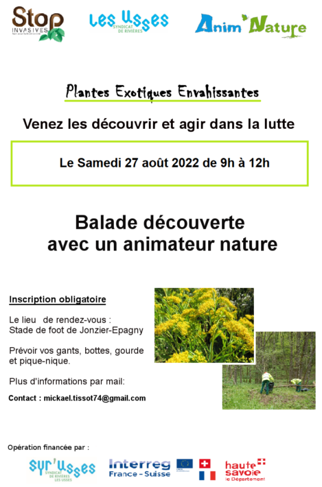 Matinée de découverte des plantes exotiques envahissantes sur Jonzier-Epagny le samedi 27/08/2022 de 9h à 12h.