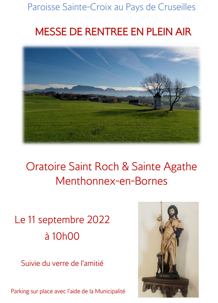 Messe de rentrée le 11 septembre 20222 à 10h à St-Roch