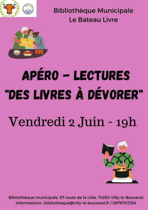 Apéro-Lectures : « Des livres à dévorer » le 2 juin à 19h à la bibliothèque de Villy-le-Bouveret