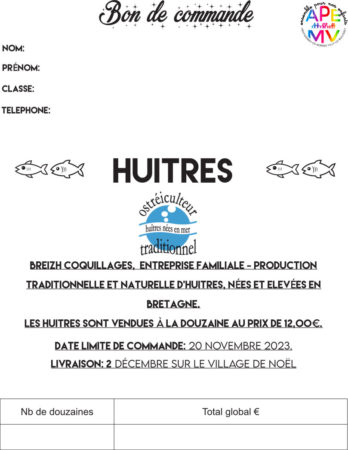 Bon de commande d'huîtres au profit de l'APEMV (format PDF, 376 Ko).