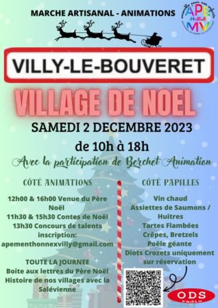 Village de Noël le 2 décembre 2023 à Villy-le-Bouveret.