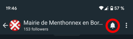 Activation des notifications sur la chaîne WhatsApp.