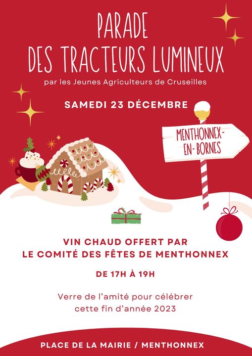 Vin chaud offert par le comite des fetes lors du passage des tracteurs lumineux.