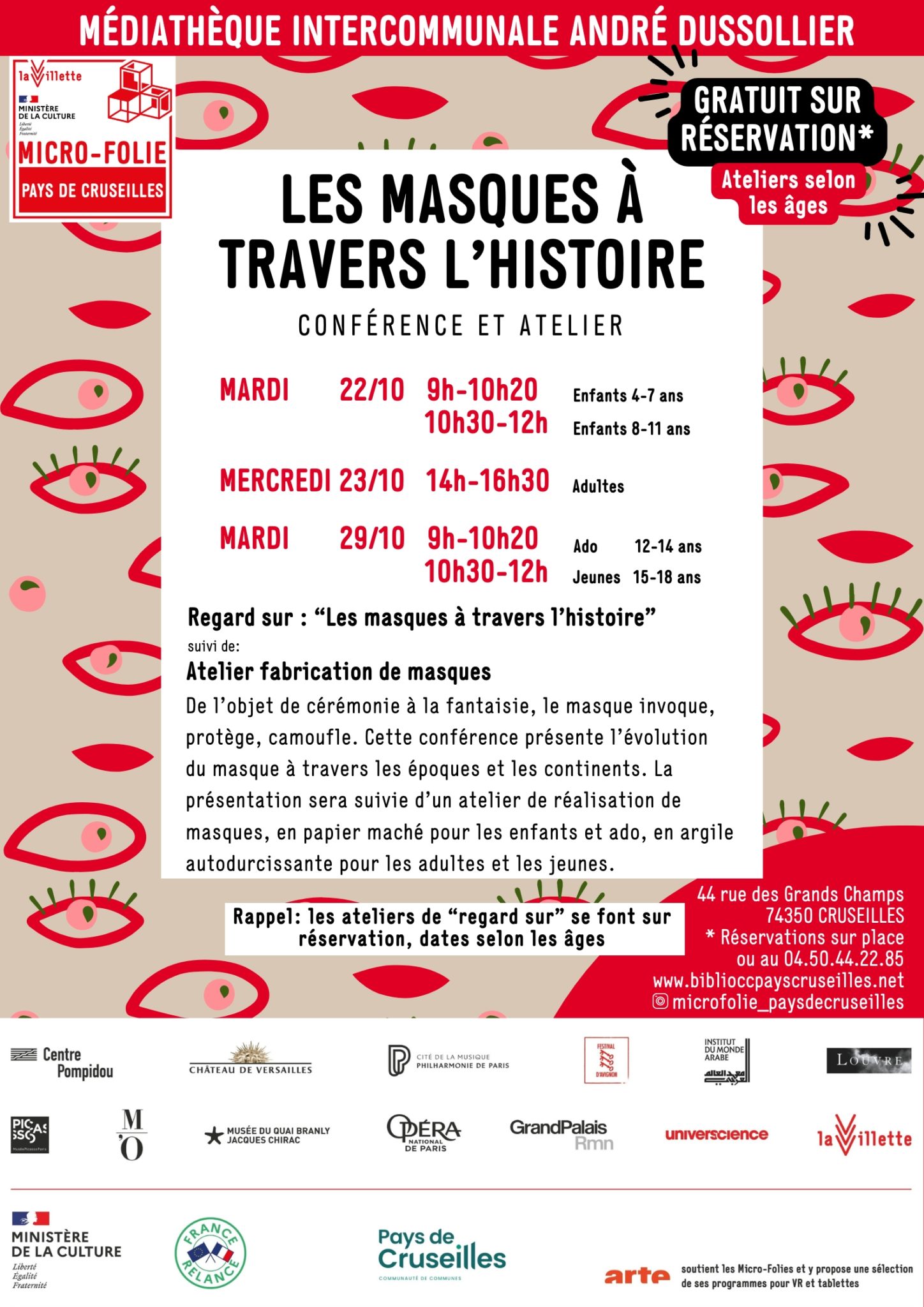 Les masques à travers l'histoire à la micro-folie de Cruseilles
