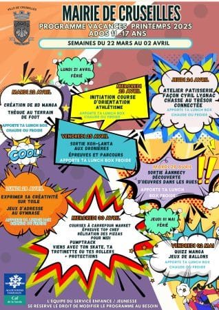 Programme espace ados vacances avril 2025 1ère page