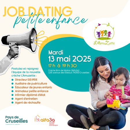 Job dating pour des emplois dans la nouvelle crèche d'Allonzier-la-Caille le mardi 13 mai 2025 de 17h à 19h30