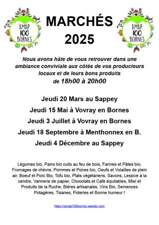 Marchés de l'AMAP des Bornes en 2025