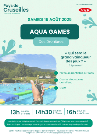 Affiche des Aqua Games des Dronières le 16 août 2025