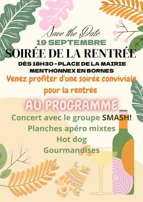 Soirée de la rentrée avec l'APEMV le 19 septembre 2025