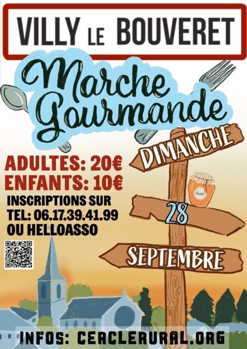 Affiche de la Marche gourmande à Villy-le-Bouveret le 28 septembre 2025