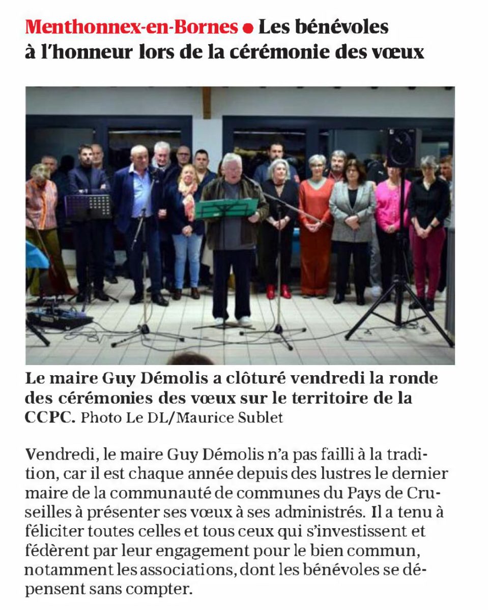 Voeux du Maire 2026 dans le Dauphiné Libéré du 3 février 2026